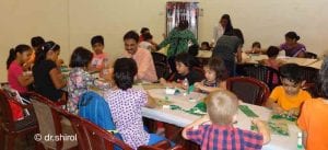 dr shirol with kids Dental activities in camp